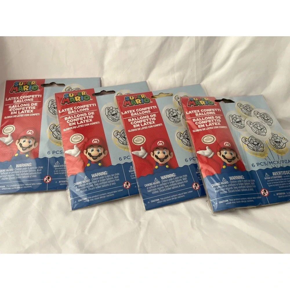 4x Super Mario Latex Confetti Balloons 6 Pack Party Birthday Decoration Nintendo